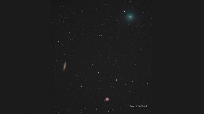 Comet 41P Passes the Owl Nebula